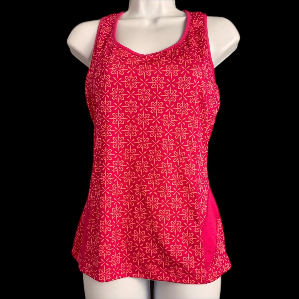 Tek Gear Tank Top Women Med Fuchsia Pink Geometric Floral Racerback Activewear